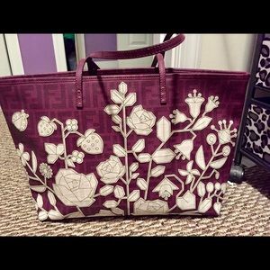 Fendi Zucca Spalmati Floral roll tote